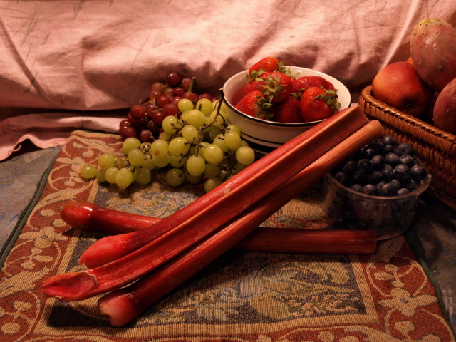 rhubarb stalks and fruits