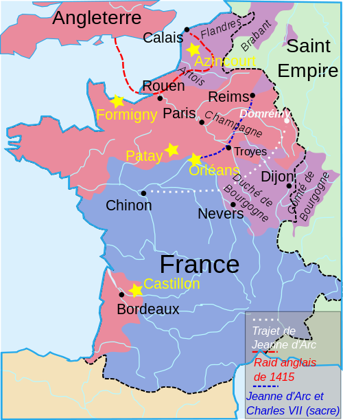 Map of France in 1429 