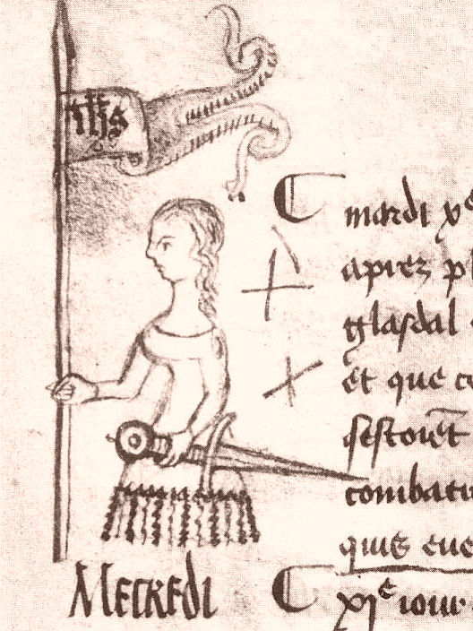 drawing of Joan of Arc on Paris register